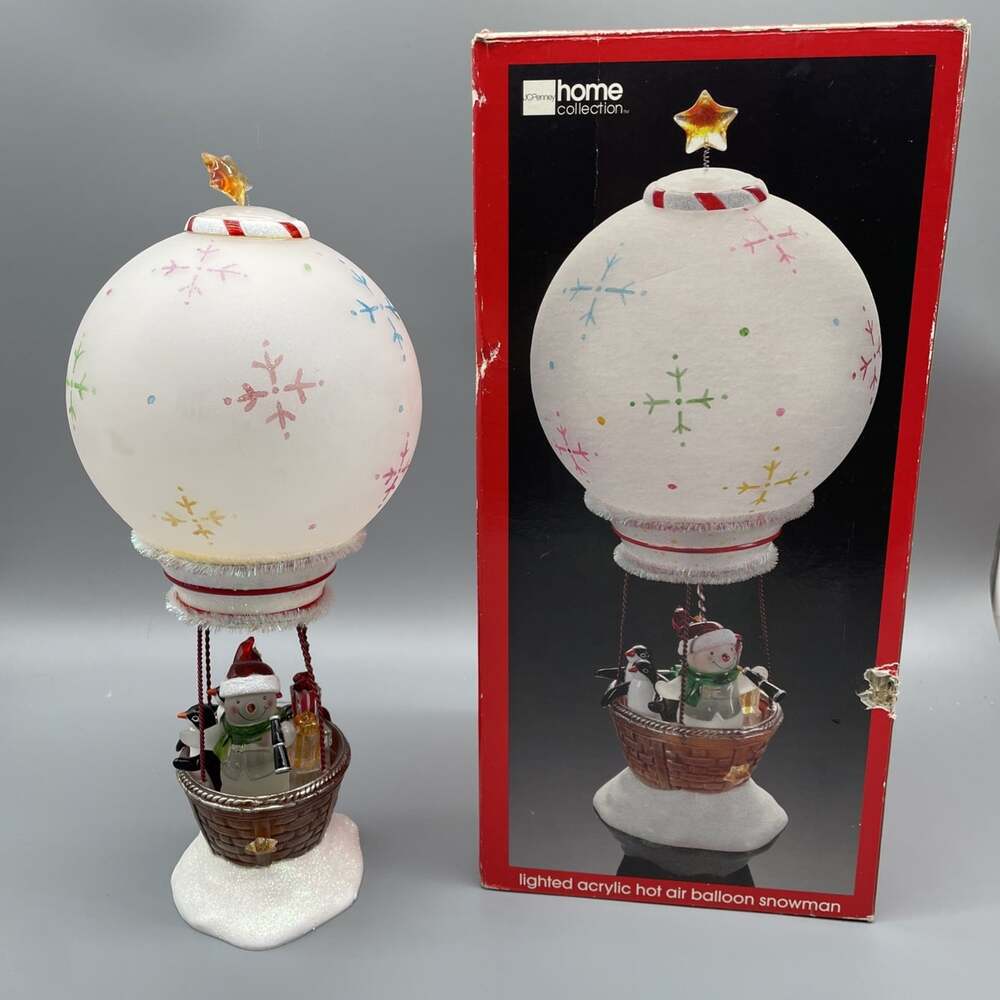 Christmas Lighted Hot Air Balloon w/ Snowman & Penguins by JC Penney Home Tested